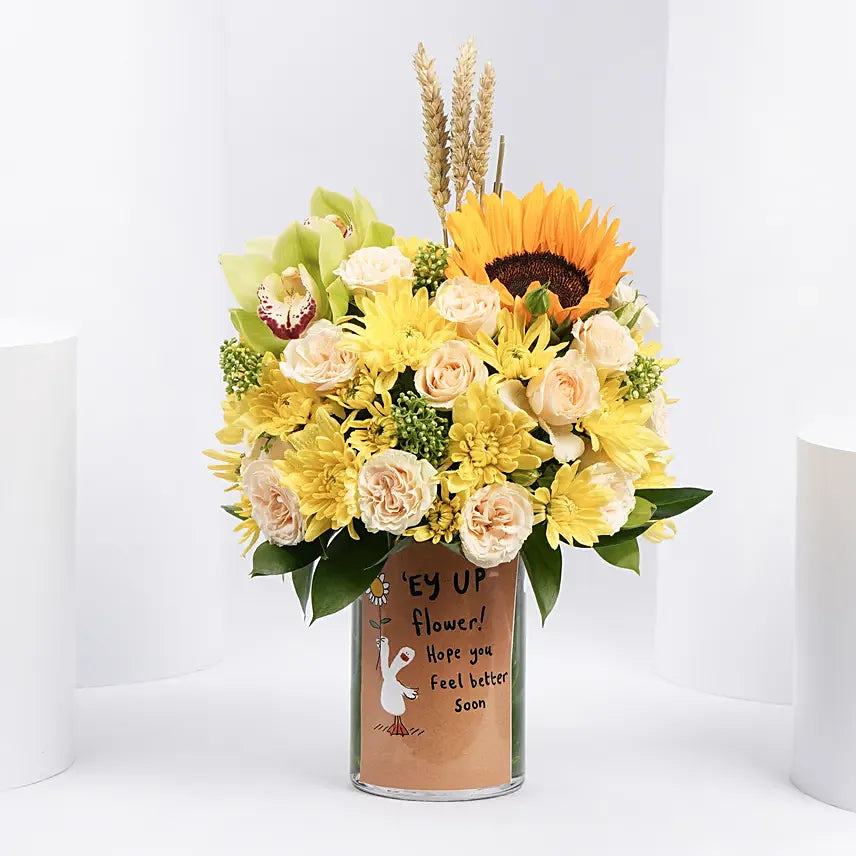 Get Well Soon Message Flowers Arrangement