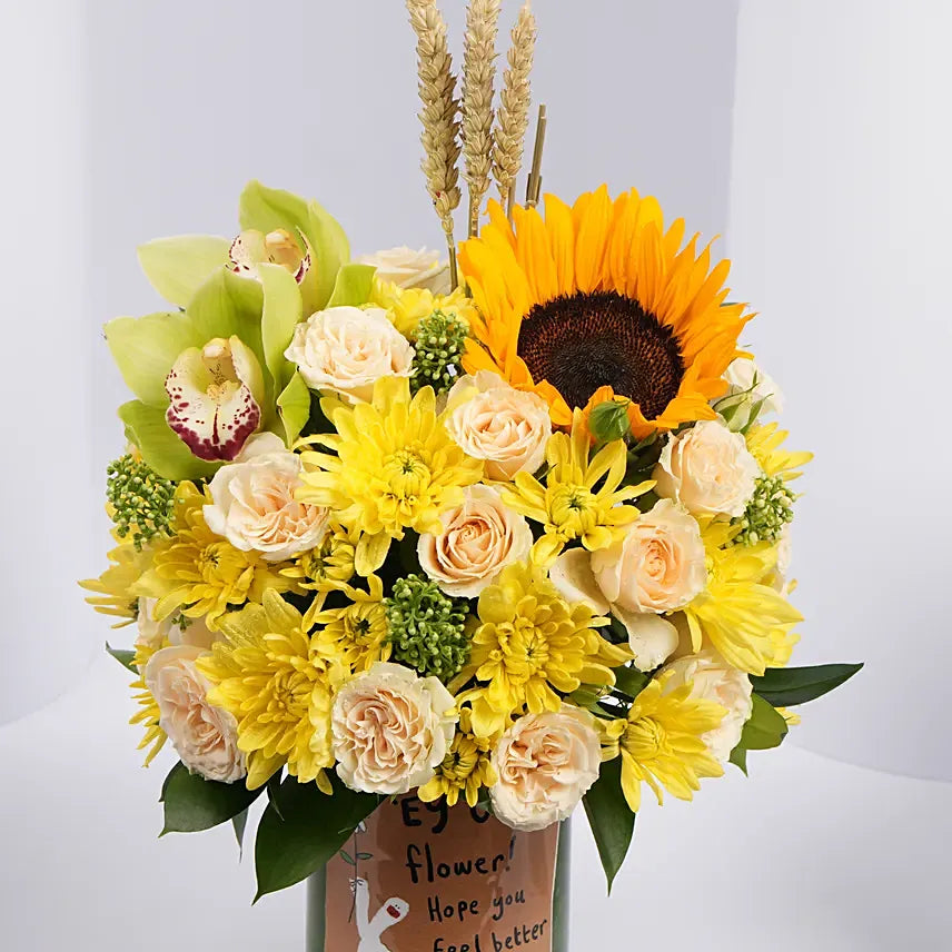 Get Well Soon Message Flowers Arrangement