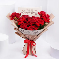 Personalised Rose Anniversary Bouquet